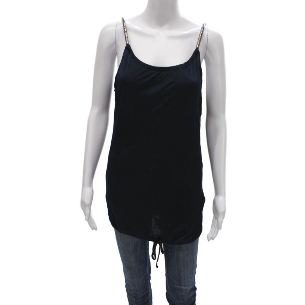 Strenesse Womens Camisole Black Scoop Neck Rayon Tie Sleeveless Size 6